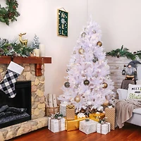 6.5ft. Pre-Lit White Artificial Christmas Tree, Warm White LED Lights