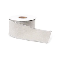 2.5" x 5yd. Beige Cotton Shimmer Wired Ribbon, 2ct.