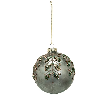 Hello Honey® 4" Sage Glitter, Sequins & Beads Glass Ball Ornament