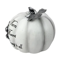8" White & Black Warm Harvest Pumpkin Tabletop Décor