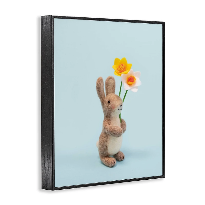 Stupell Industries Spring Bunny Floral Daffodils Framed Giclee Art