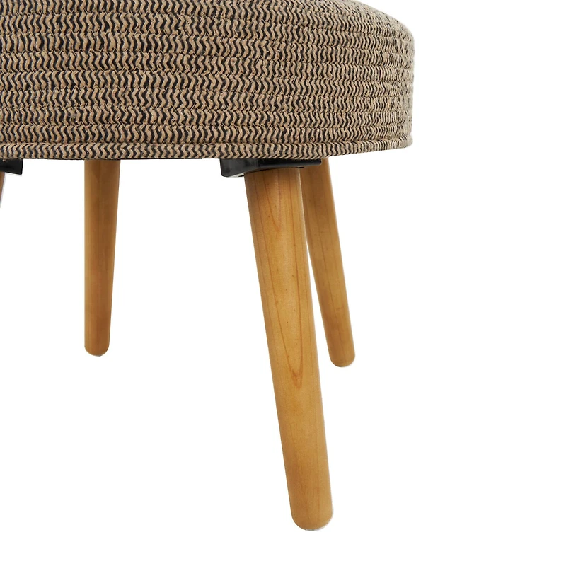 17" Brown Chevron Textured Stool with Wooden Legs
