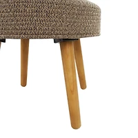 17" Brown Chevron Textured Stool with Wooden Legs