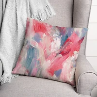 18" Abstract Painterly Pink Spun Poly Pillow