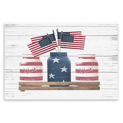 Stupell Industries Rustic Patriotic Jars American Pride Flag Design Wall Plaque Art