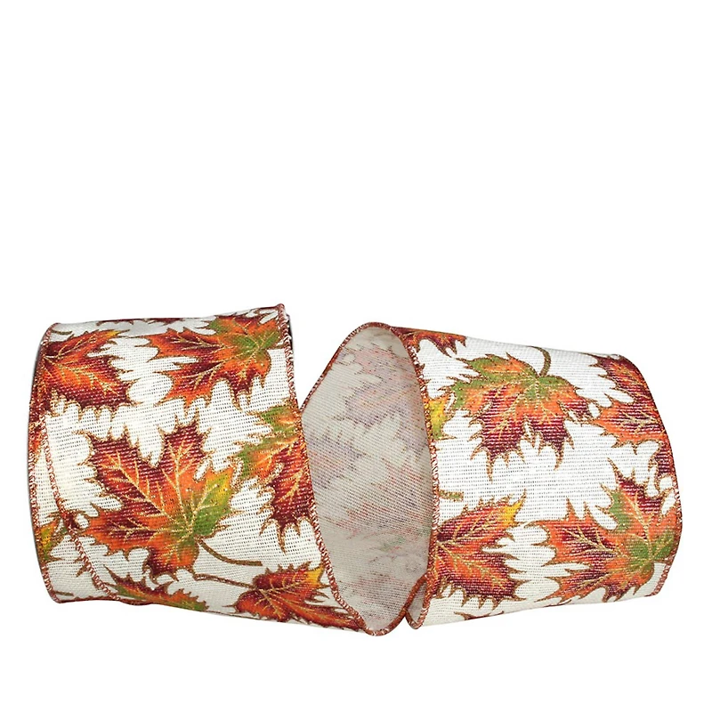 Reliant 4" x 10yd. Glitter Leaf Wired Ribbon