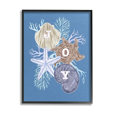 Stupell Industries Joy Nautical Holiday Seashells Framed Giclee Art