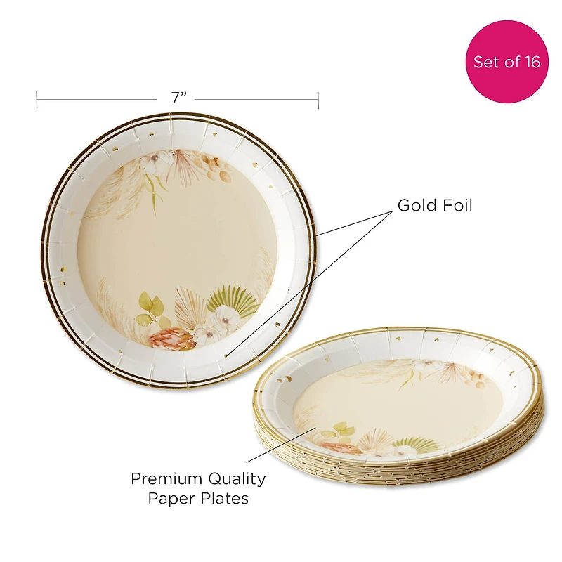 Kate Aspen 7" Boho Premium Paper Plates Set, 16ct.