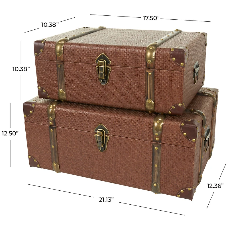 Brown Antique Style Trunk Set