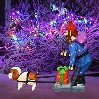 34" Rudolph the Red-Nosed Reindeer Yukon & Dog 3D Pre-Lit Yard Décor