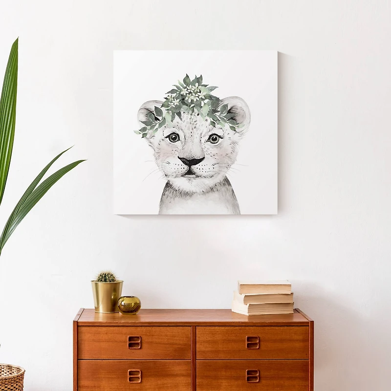 Soft Sage Cub 20" x 20" Canvas Wall Art