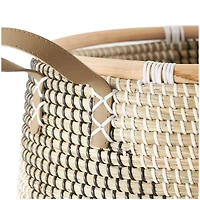 Brown Round Seagrass Handmade Striped Storage Basket Set