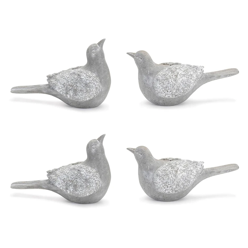 Faux Stone Garden Bird Figurines Set
