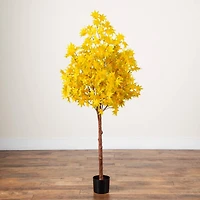 5ft. Pre-Lit Yellow Autumn Maple Artificial Fall Tree with 250 Warm White LED Lights