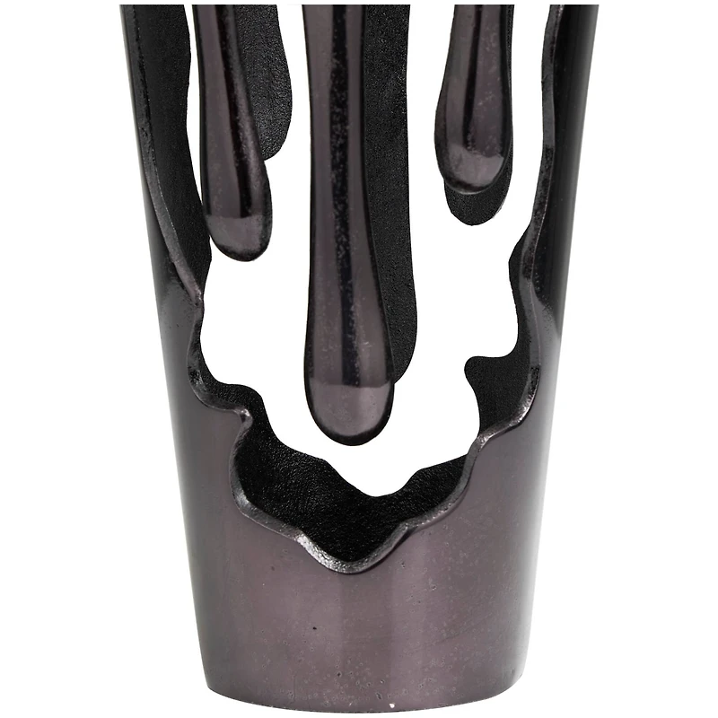 19" Black Aluminum Drip Vase with Melting Designed Body