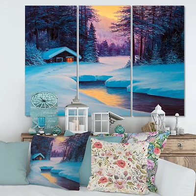 Designart - Old Cabin In Winter Forest II