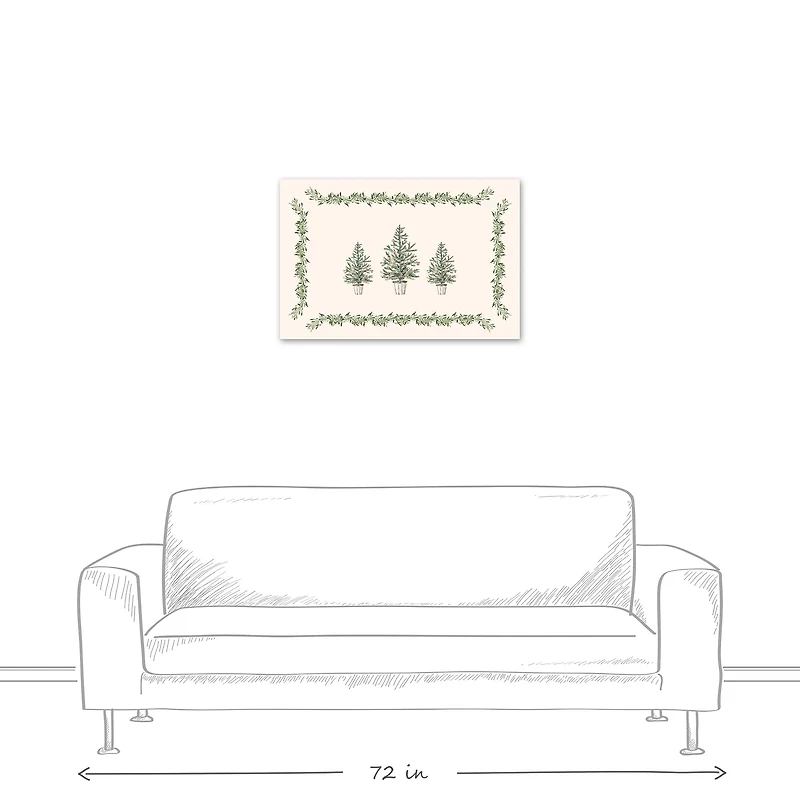 Garlan Border Christmas Tree Canvas Wall Art