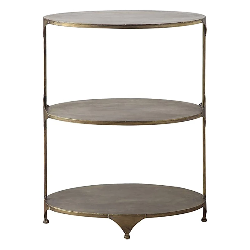 Hello Honey® 31'' Antique Gold Oval Metal 3-Tier Shelf Side Table