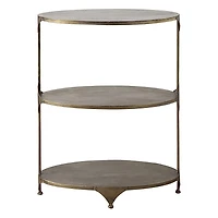 Hello Honey® 31'' Antique Gold Oval Metal 3-Tier Shelf Side Table