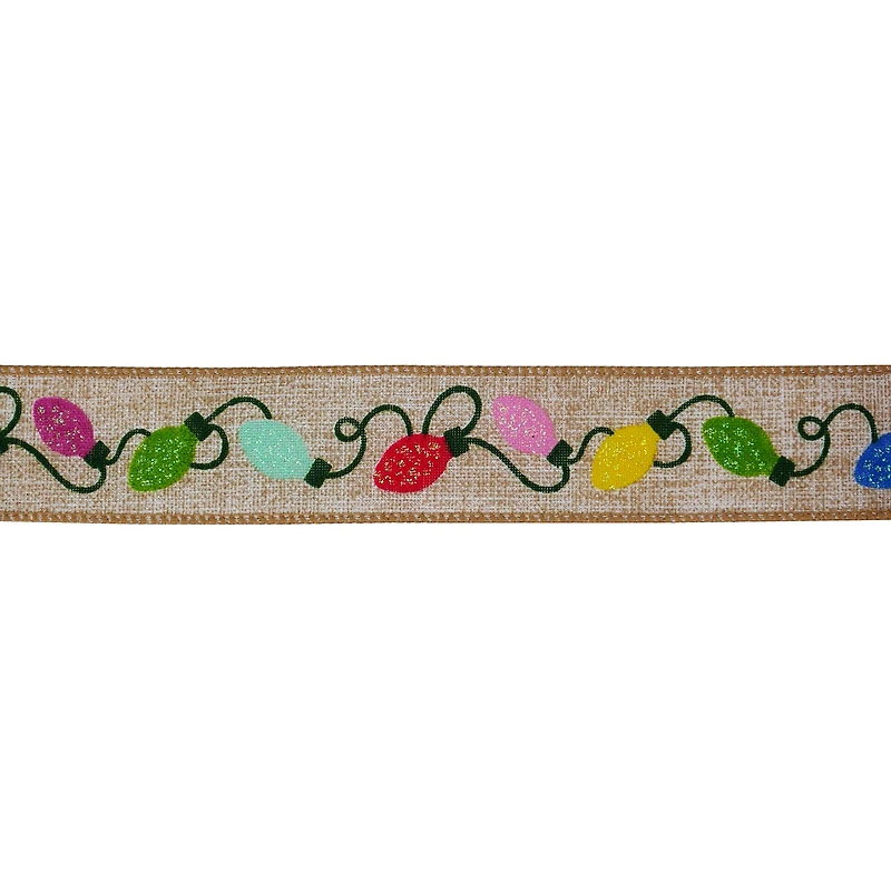 1.5" x 30ft. String Lights Wired Faux Linen Ribbon by Celebrate It®