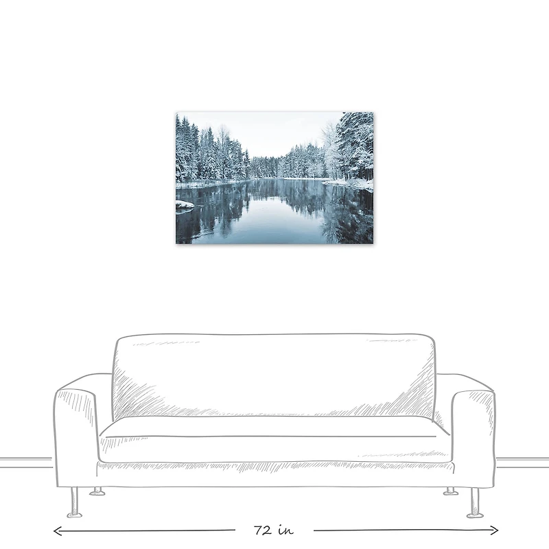 Winter Pond 36x24 Canvas Wall Art