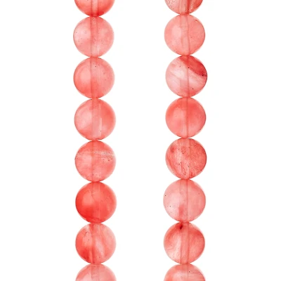 12 Pack:  Cherry Quartz Glass Small Round Beads, 10mm by Bead Landing™