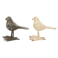 Set of 2 Gold Metal Farmhouse Bird Sculpture, 5" x 6"