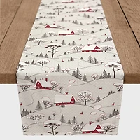 Snowy Village 16x72 Poly Twill Table Runner