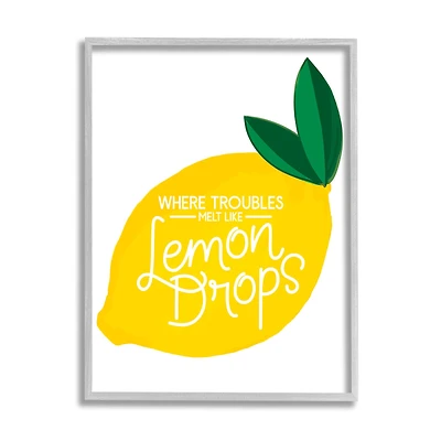 Stupell Industries Melt Like Lemon Drops Quote Quaint Citrus Fruit in Gray Frame Wall Art