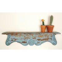 32" Blue Wood Rustic Wall Shelf