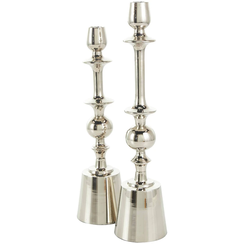 Silver Aluminum Candle Holder Set
