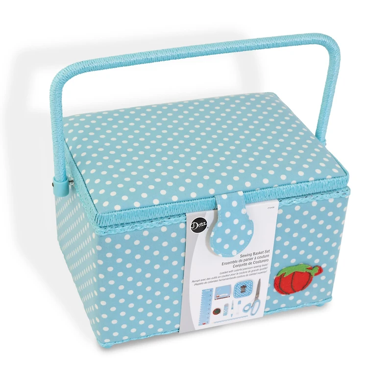 Dritz® Aqua Dots Large Sewing Basket Kit