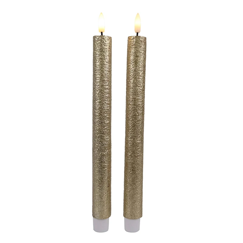 10.5" Gold Birch LED Wax Taper Candles, 2ct. by Ashland®