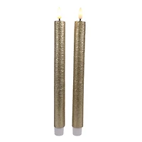 10.5" Gold Birch LED Wax Taper Candles, 2ct. by Ashland®