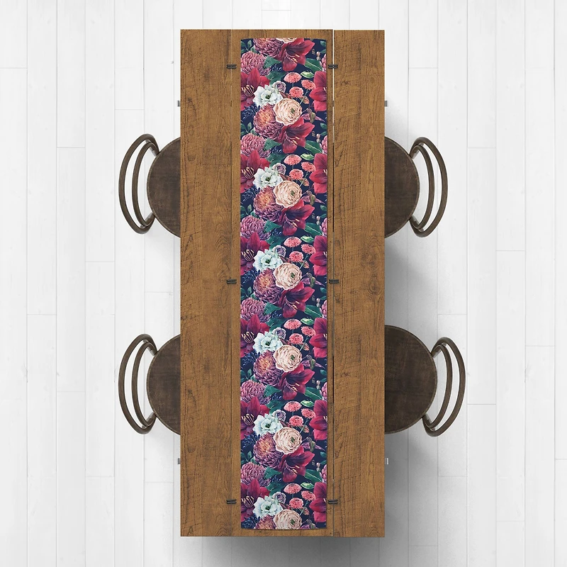 Pink & Red Floral Outdoor Table Runner