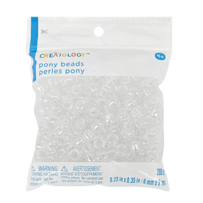 Crystal Aurora Borealis Pony Beads, 9mm by Creatology™