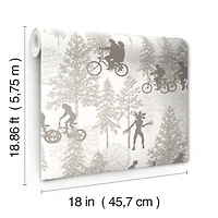RoomMates Netflix Stranger Things Hawkins Woods Taupe Peel & Stick Wallpaper