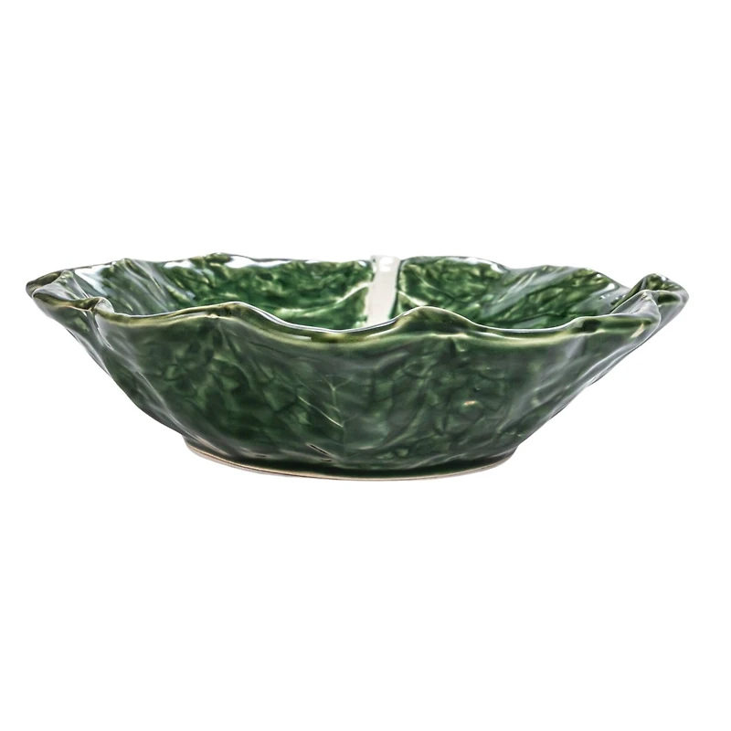 Hello Honey® 9" Green Hand-Painted Embossed Stoneware Cabbage Bowls, 4ct.