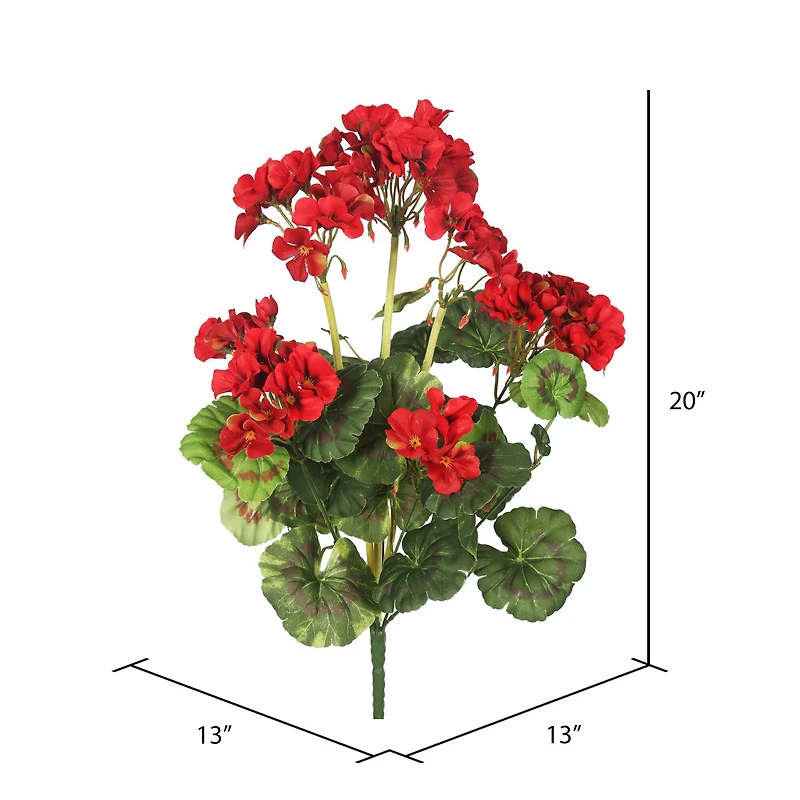 20" Artificial Red Geranium Bush, 4ct.