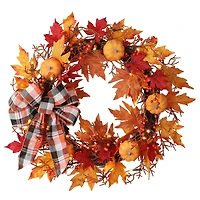Haute Decor 26" Pre-lit Halloween Plaid Wreath