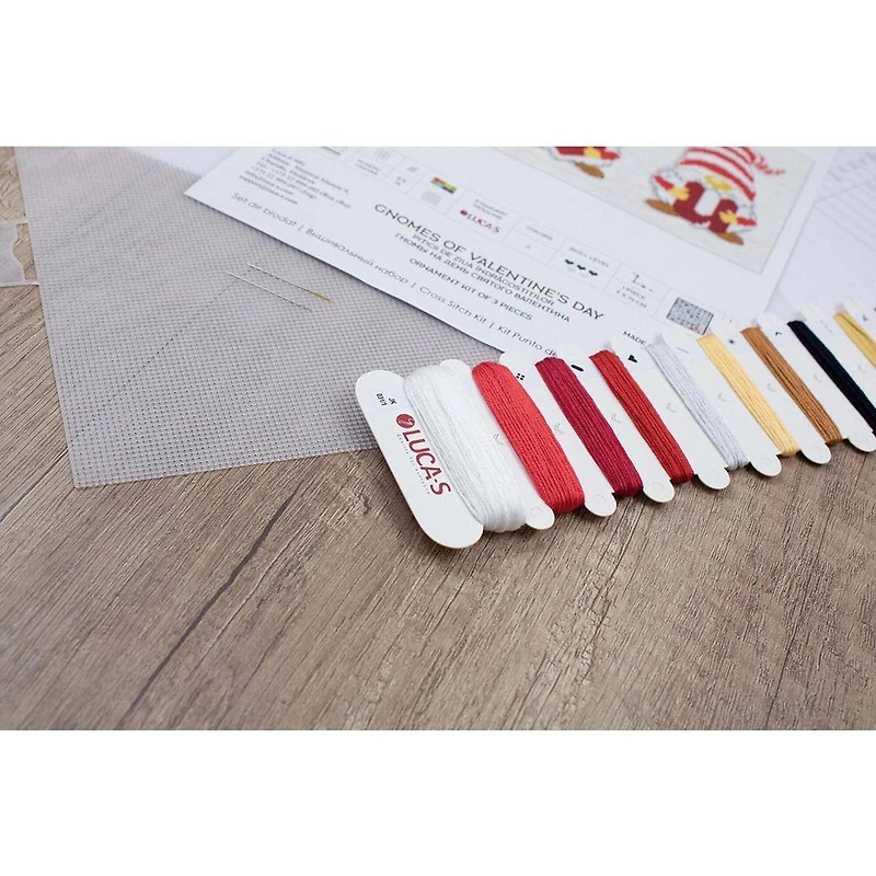 Luca-S Gnomes Of Valentine's Day Plastic Canvas Counted Cross Stitch Kit