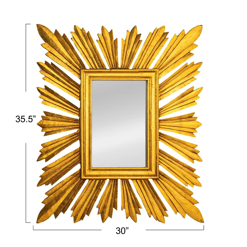 Hello Honey® 35.25" Gold Sunburst Rectangular Wall Mirror