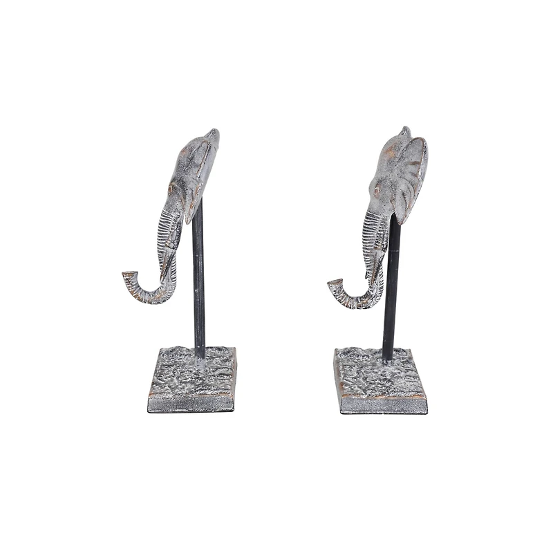 12" Gray Eclectic Elephant Sculptures, 2ct.