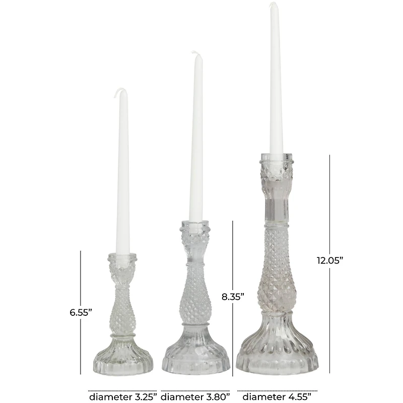 Clear Glass Candle Holder Set