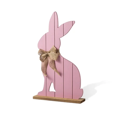 Glitzhome® 24" Easter Wooden Pink Bunny Porch Decor