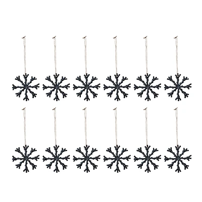 12 Pack 8" Black Cast Aluminum Snowflake Holiday Ornaments