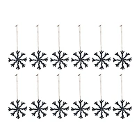 12 Pack 8" Black Cast Aluminum Snowflake Holiday Ornaments