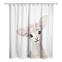 Lamb with Flower Crown 71" x 74" Shower Curtain