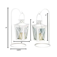 9" White Railroad Candle Lanterns