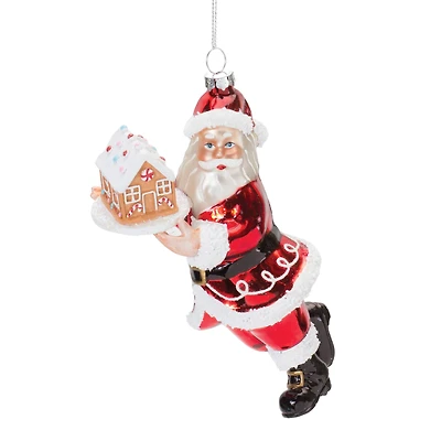 6ct. 7" Glass Santa with Gingerbread Ornaments